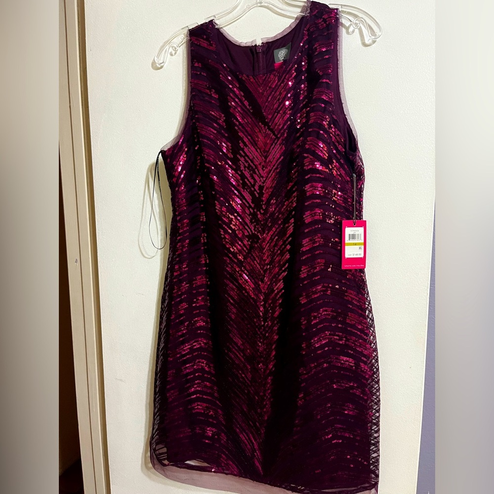 Vince Camuto Burgundy Sequin Mini Dress